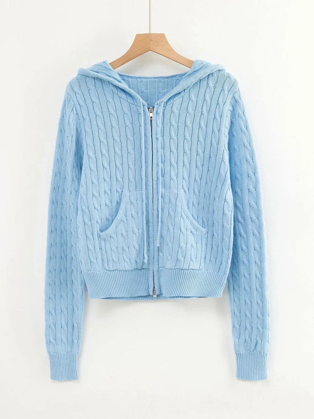 Long sleeve top korean fashion cropped cardigans women knit sweaters zipper up cute cardigan preppy style hooded sweater Autumn - QueensalesOF