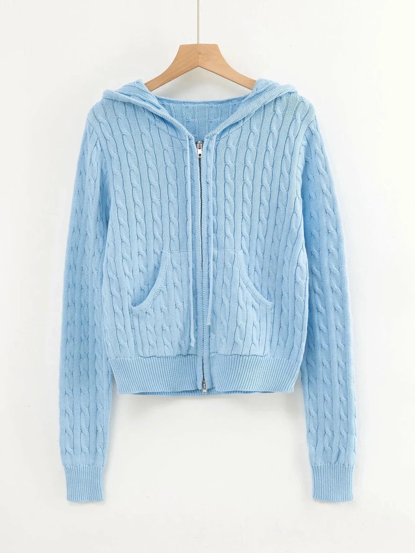 Long sleeve top korean fashion cropped cardigans women knit sweaters zipper up cute cardigan preppy style hooded sweater Autumn