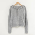 Long sleeve top korean fashion cropped cardigans women knit sweaters zipper up cute cardigan preppy style hooded sweater Autumn