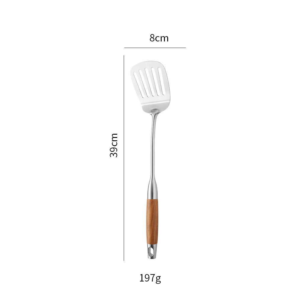 Cross-Border Kitchenware 316 Stainless Steel Spatula for Cooking Household Soup Spoon Rosewood Handle Spatula Kitchen Utensils Frying Spoon - QueensalesOF