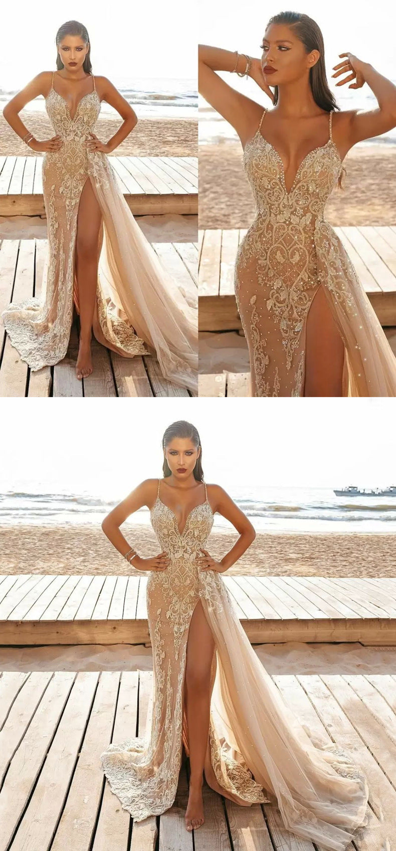 2025 Cross-Border Summer European and American Amazon Outer Women's Dress Ebay Suspender Sleeveless Mesh Cut Out Long Skirt