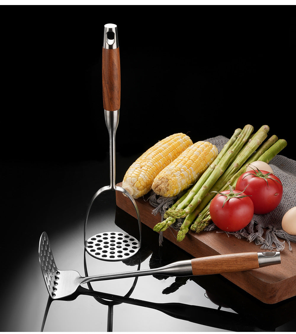 Cross-Border Kitchenware 316 Stainless Steel Spatula for Cooking Household Soup Spoon Rosewood Handle Spatula Kitchen Utensils Frying Spoon