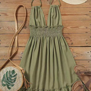 Vestido Plisado con Escote V — Elegancia Casual Moderna - QueensalesOF