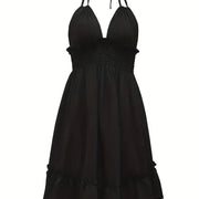 Vestido Plisado con Escote V — Elegancia Casual Moderna - QueensalesOF