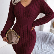 Vestido Sweater con Twist en la Cintura — Estilo Otoño Moderno - QueensalesOF