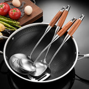 Cross-Border Kitchenware 316 Stainless Steel Spatula for Cooking Household Soup Spoon Rosewood Handle Spatula Kitchen Utensils Frying Spoon - QueensalesOF