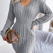 Vestido Sweater con Twist en la Cintura — Estilo Otoño Moderno - QueensalesOF