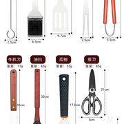 Outdoor camping barbecue tools combination stainless steel grill suit wooden handle fork shovel clip BBQ accessories cloth bag - QueensalesOF