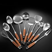Cross-Border Kitchenware 316 Stainless Steel Spatula for Cooking Household Soup Spoon Rosewood Handle Spatula Kitchen Utensils Frying Spoon - QueensalesOF