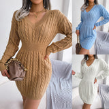 Vestido Sweater con Twist en la Cintura — Estilo Otoño Moderno - QueensalesOF
