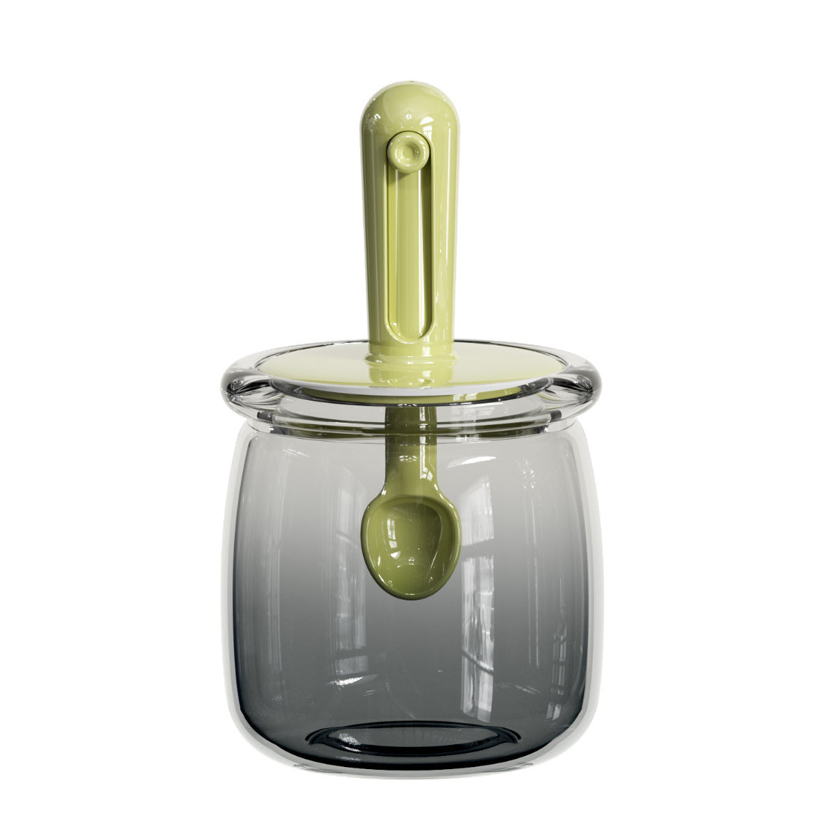 Retractable Seasoning Box Glass Kitchen Seasoning Jar Spoon Lid Integrated Monosodium Glutamate Seasoning Jar Household Salt Jar Seasoning Bottle suit