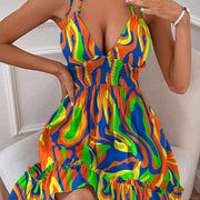 Vestido Plisado con Escote V — Elegancia Casual Moderna - QueensalesOF
