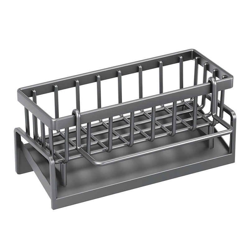 Kitchen Sink Drain Rack Faucet Multi-Purpose Drain Ventilation with Towel Bar Sponge Dishwashing Liquid Storage Rack