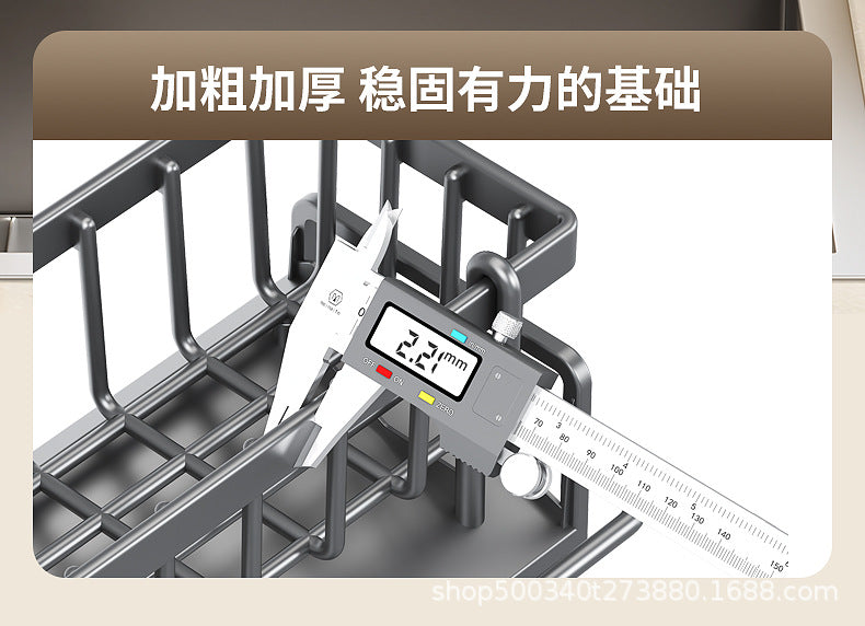 Kitchen Sink Drain Rack Faucet Multi-Purpose Drain Ventilation with Towel Bar Sponge Dishwashing Liquid Storage Rack