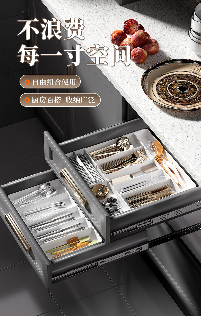 Kitchen Storage Cabinet Household Cabinet Built-in Divided Knife and Fork Chopsticks Kitchen Drawer Partition Tableware Storage Box