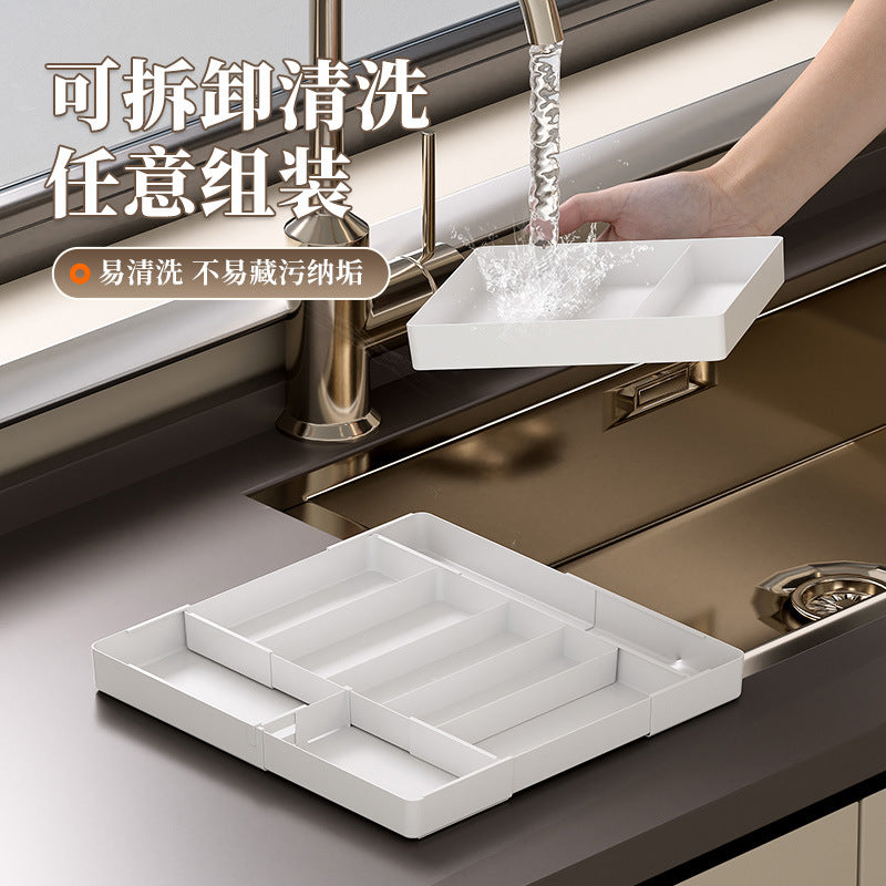 Kitchen Storage Cabinet Household Cabinet Built-in Divided Knife and Fork Chopsticks Kitchen Drawer Partition Tableware Storage Box