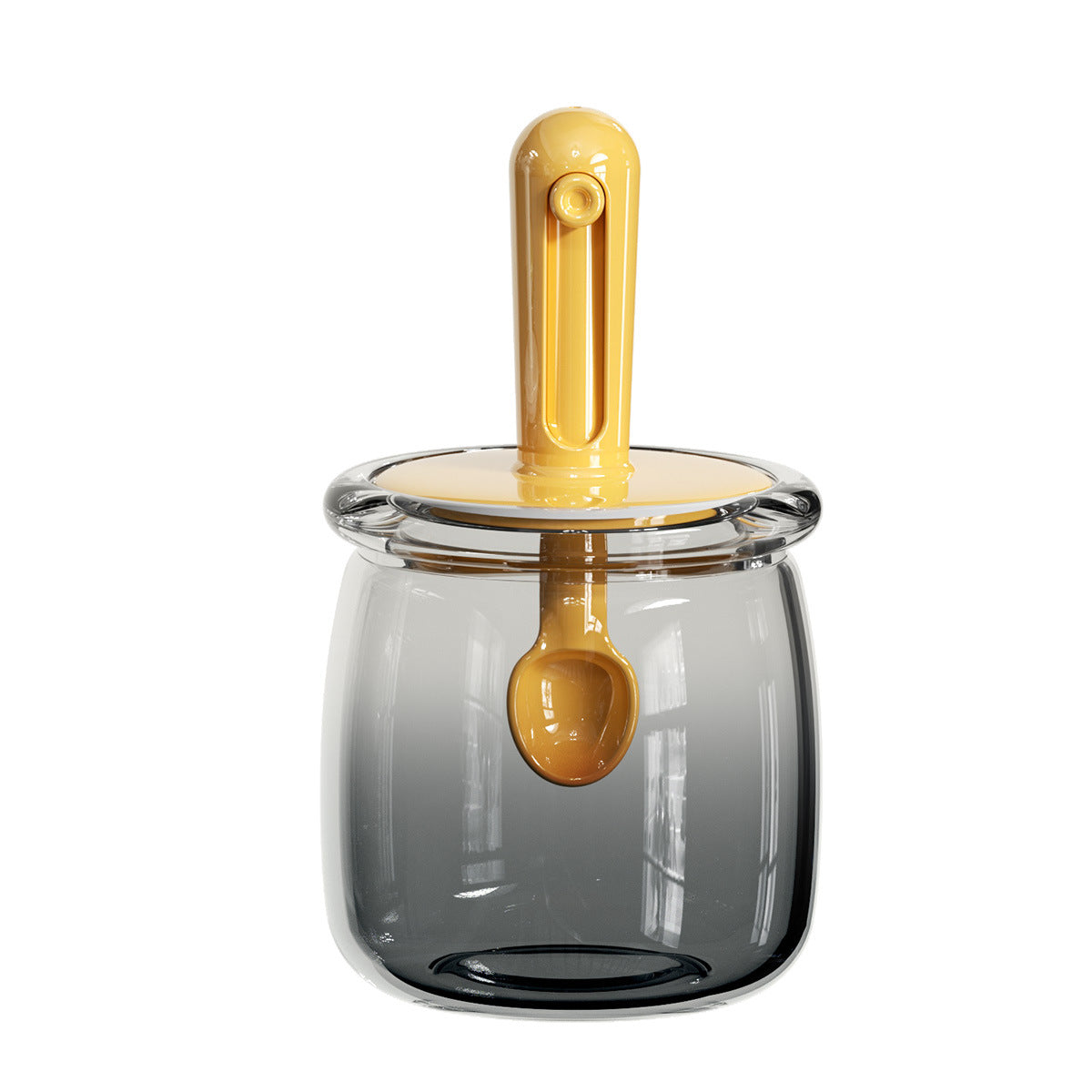 Retractable Seasoning Box Glass Kitchen Seasoning Jar Spoon Lid Integrated Monosodium Glutamate Seasoning Jar Household Salt Jar Seasoning Bottle suit