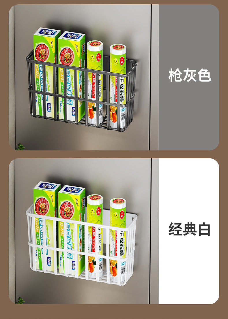 Kitchen Refrigerator Storage Rack for Cling Film, Paper Towels, and Condiments, Side Gap Organizer
