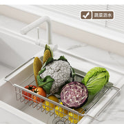 Stainless Steel Kitchen Telescopic Sink Rack Drying Bowl Chopsticks Wipe Household Dishes Multi-functional Storage Rack Cross-border - QueensalesOF