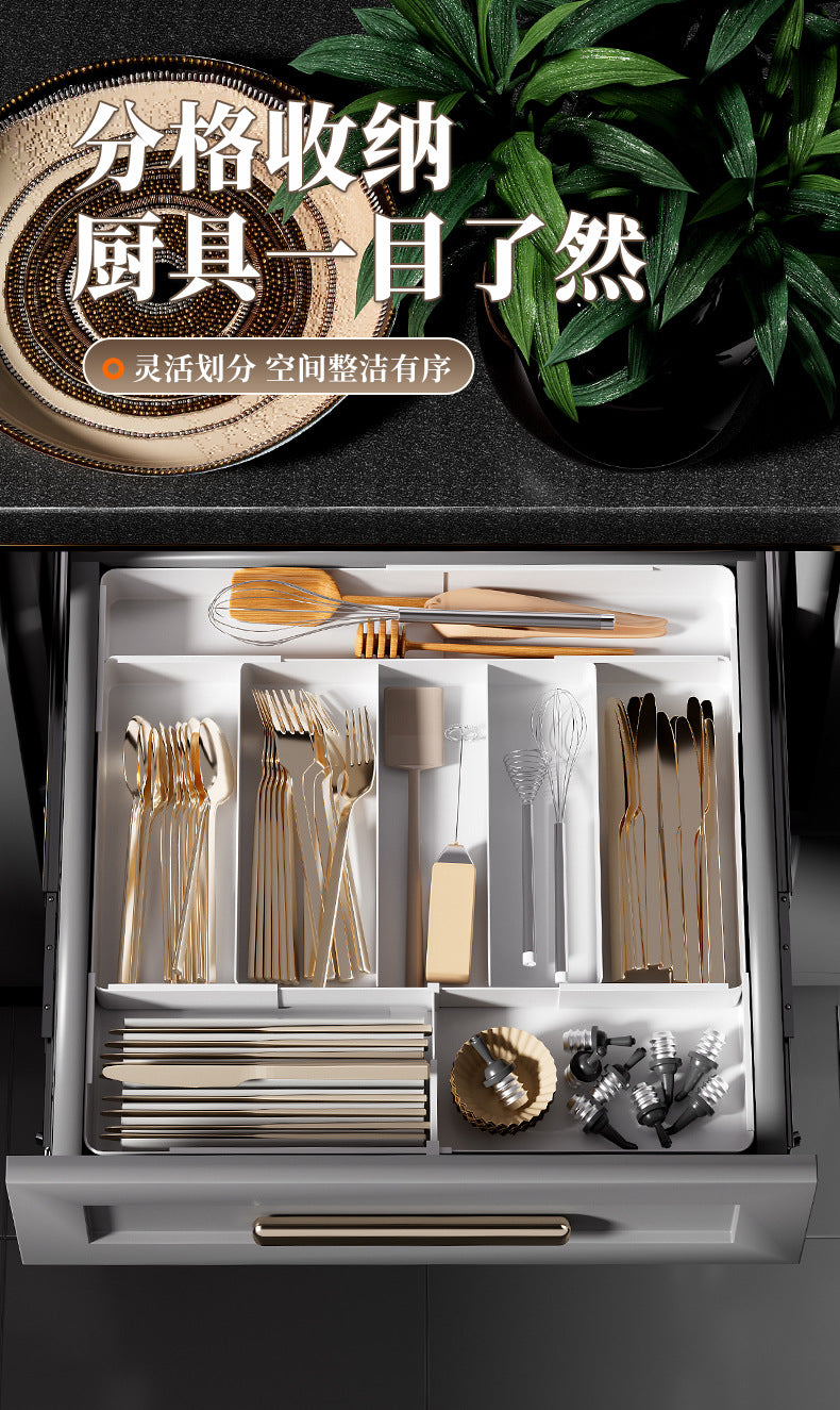 Kitchen Storage Cabinet Household Cabinet Built-in Divided Knife and Fork Chopsticks Kitchen Drawer Partition Tableware Storage Box