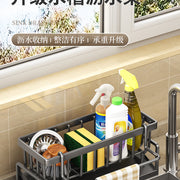 Kitchen Sink Drain Rack Faucet Multi-Purpose Drain Ventilation with Towel Bar Sponge Dishwashing Liquid Storage Rack - QueensalesOF