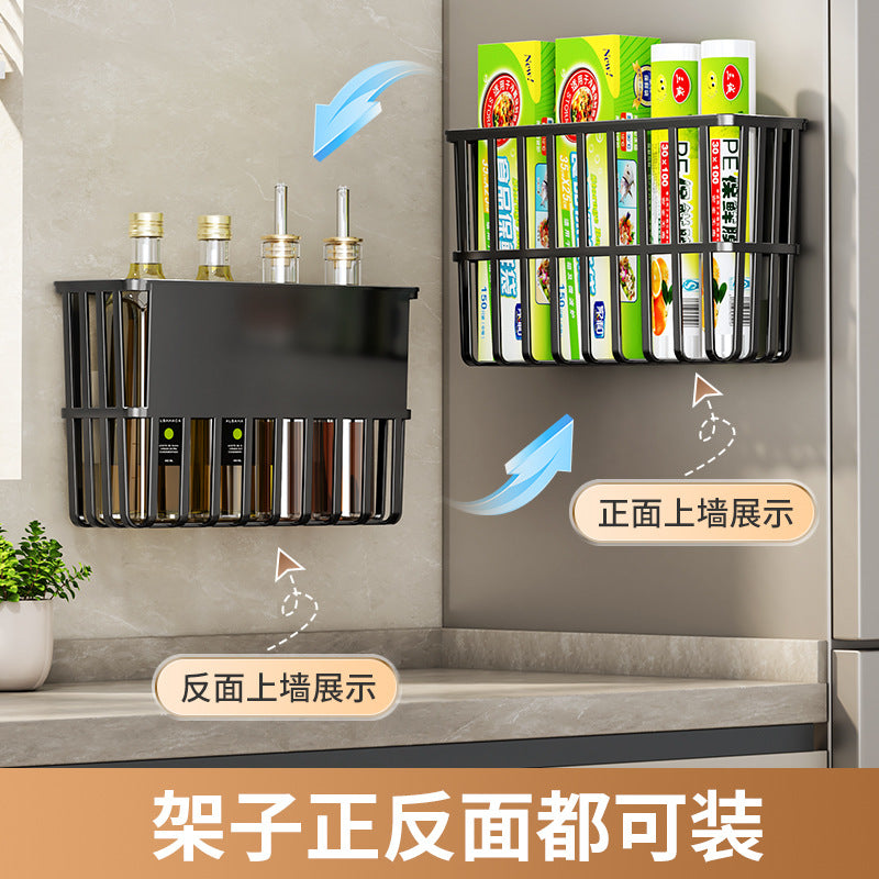 Kitchen Refrigerator Storage Rack for Cling Film, Paper Towels, and Condiments, Side Gap Organizer