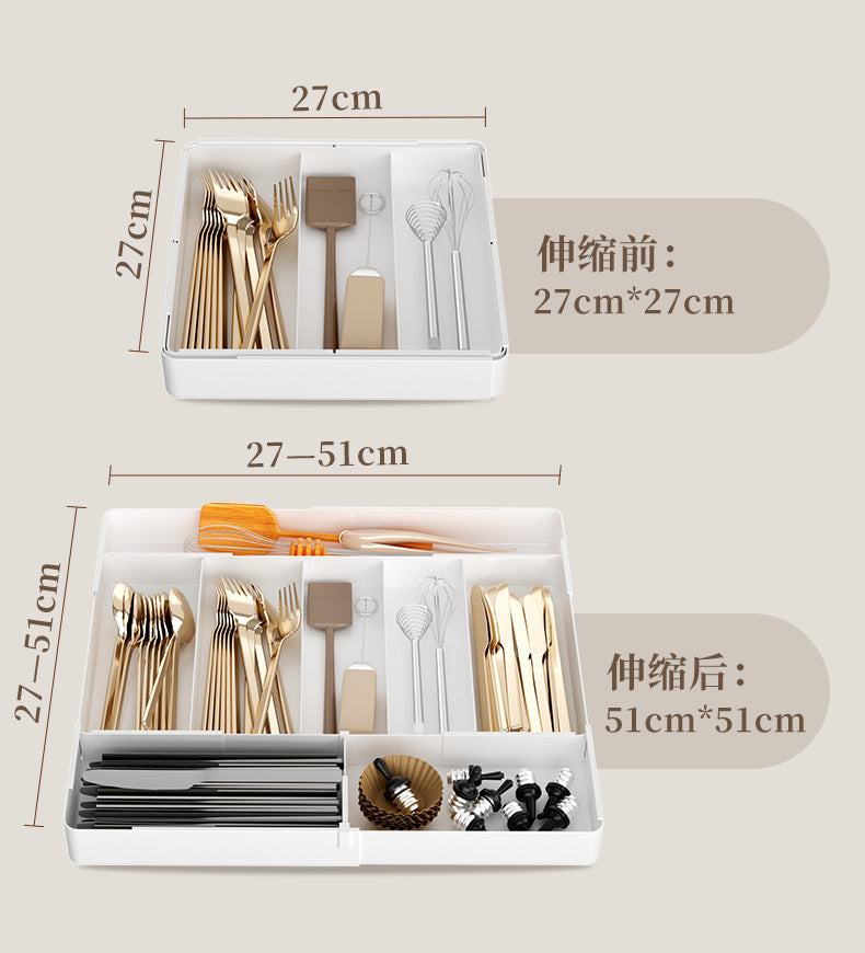 Kitchen Storage Cabinet Household Cabinet Built-in Divided Knife and Fork Chopsticks Kitchen Drawer Partition Tableware Storage Box