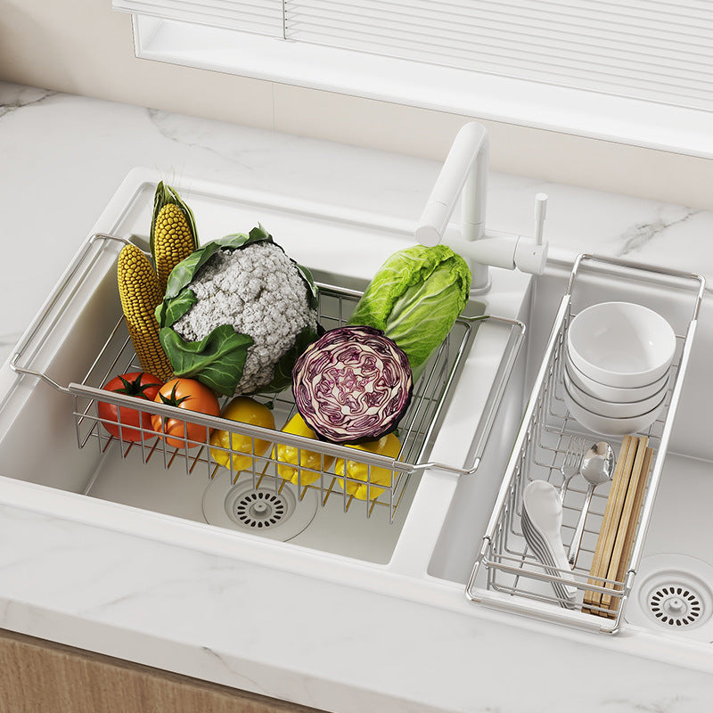 Stainless Steel Kitchen Telescopic Sink Rack Drying Bowl Chopsticks Wipe Household Dishes Multi-functional Storage Rack Cross-border - QueensalesOF
