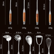 Cross-Border Kitchenware 316 Stainless Steel Spatula for Cooking Household Soup Spoon Rosewood Handle Spatula Kitchen Utensils Frying Spoon - QueensalesOF