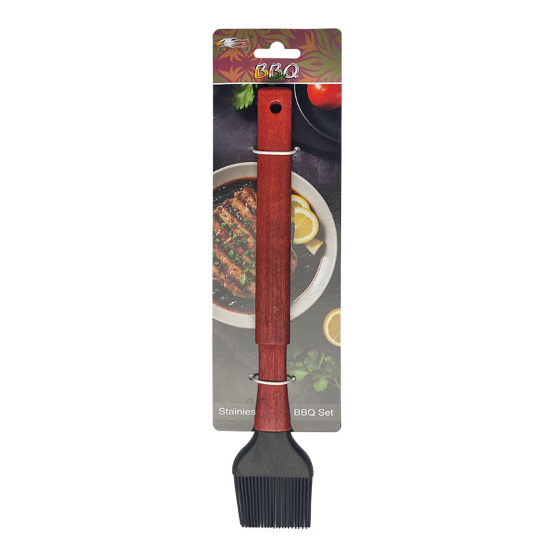 Outdoor camping barbecue tools combination stainless steel grill suit wooden handle fork shovel clip BBQ accessories cloth bag