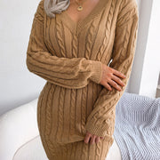 Vestido Sweater con Twist en la Cintura — Estilo Otoño Moderno - QueensalesOF