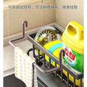 Kitchen Sink Drain Rack Faucet Multi-Purpose Drain Ventilation with Towel Bar Sponge Dishwashing Liquid Storage Rack - QueensalesOF