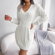 Vestido Sweater con Twist en la Cintura — Estilo Otoño Moderno - QueensalesOF