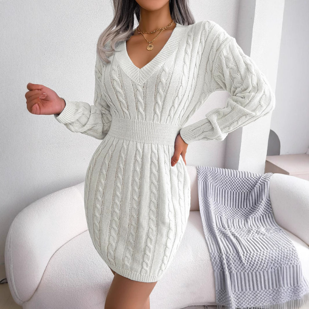 Vestido Sweater con Twist en la Cintura — Estilo Otoño Moderno - QueensalesOF