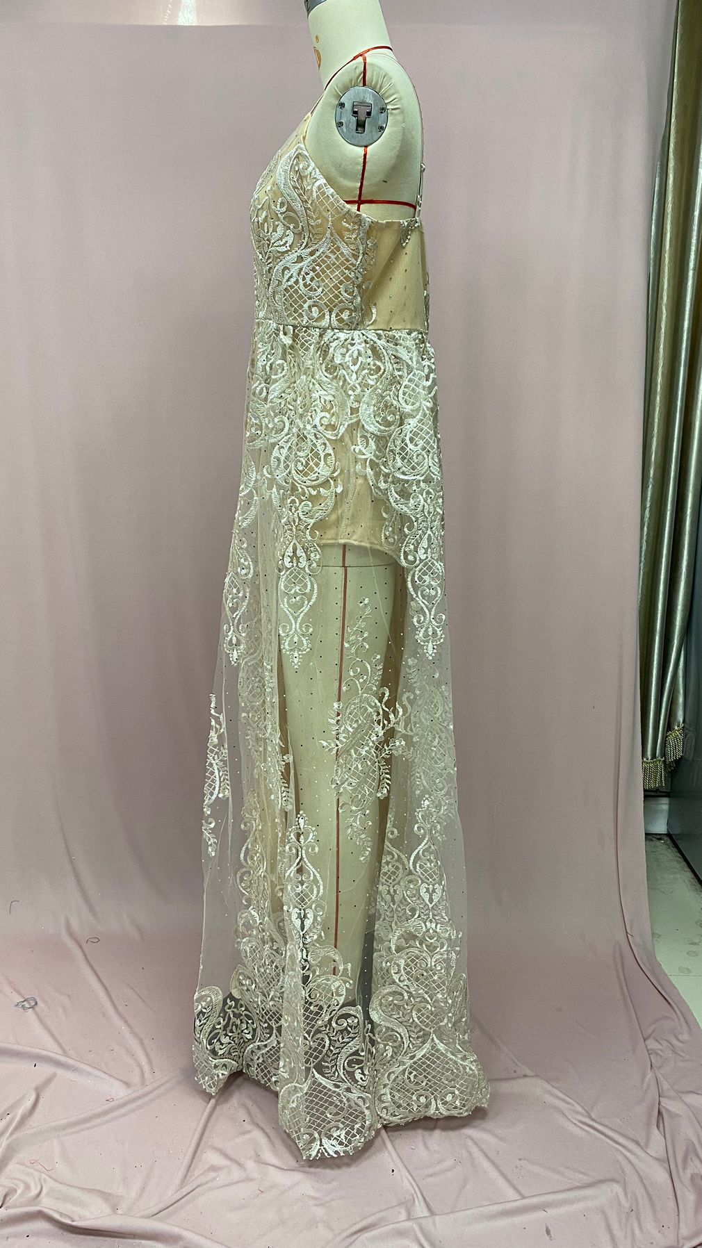 2025 Cross-Border Summer European and American Amazon Outer Women's Dress Ebay Suspender Sleeveless Mesh Cut Out Long Skirt