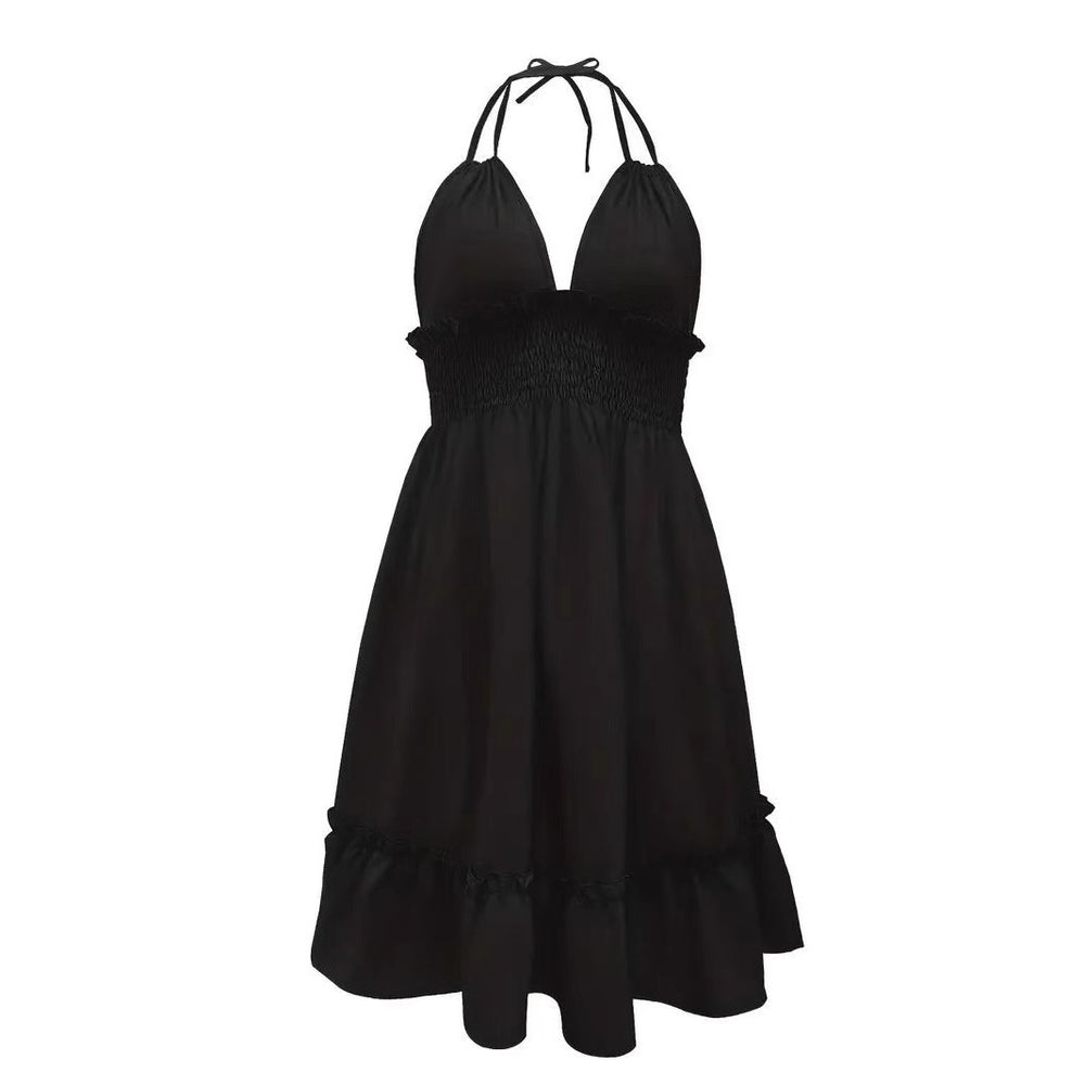 Vestido Plisado con Escote V — Elegancia Casual Moderna - QueensalesOF