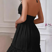 Vestido Plisado con Escote V — Elegancia Casual Moderna - QueensalesOF