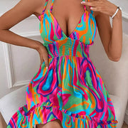 Vestido Plisado con Escote V — Elegancia Casual Moderna - QueensalesOF