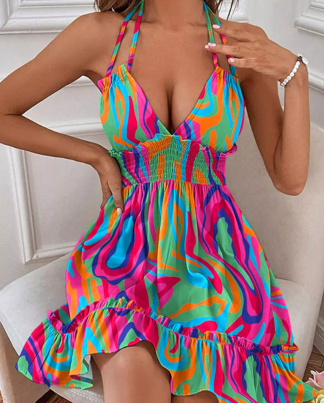 Vestido Plisado con Escote V — Elegancia Casual Moderna - QueensalesOF