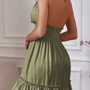Vestido Plisado con Escote V — Elegancia Casual Moderna - QueensalesOF