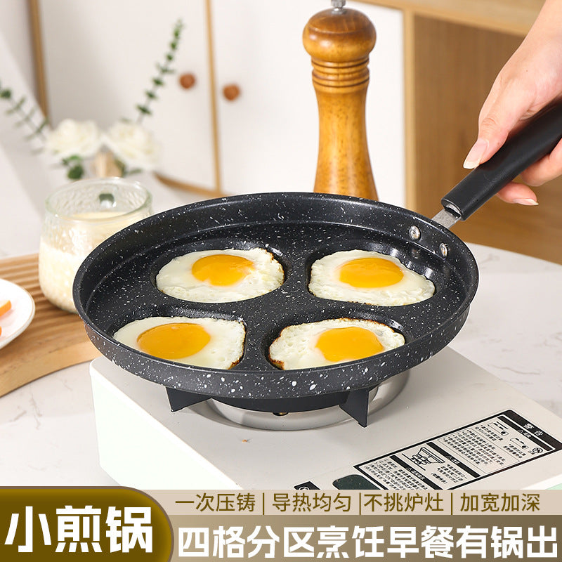 Manufacturer Wholesale Pancake Frying Pan Flats Bottom Four-Hole Non-Stick Pan Household Omelette Artifact Breakfast Pan Kitchen Utensils Eggs - QueensalesOF