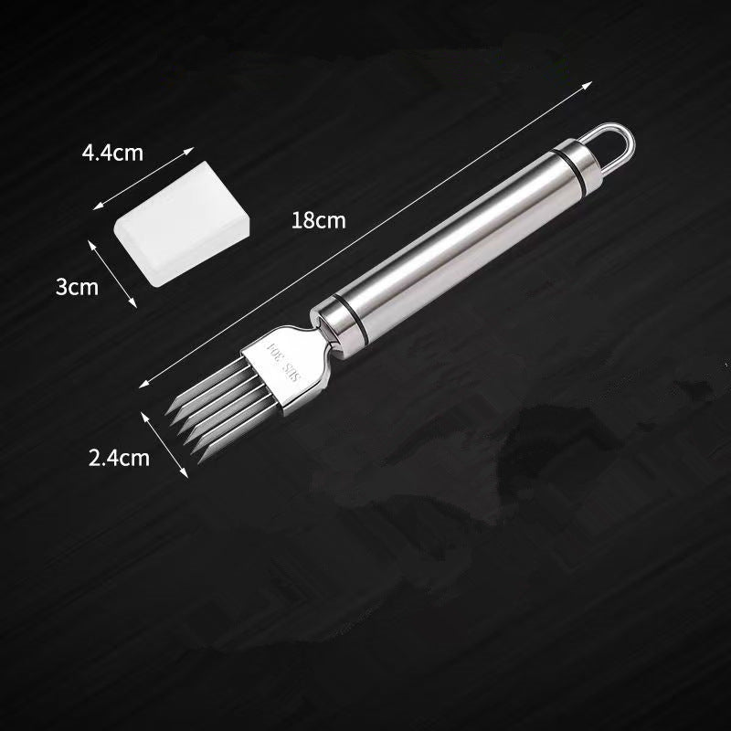 Stainless Steel Onion Cutter, Onion Knife, Shredder, Kitchen Tool, Shredding Knife, Multifunctional Kitchen Utensil with Hanging Hole, Grater