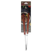 Outdoor camping barbecue tools combination stainless steel grill suit wooden handle fork shovel clip BBQ accessories cloth bag - QueensalesOF