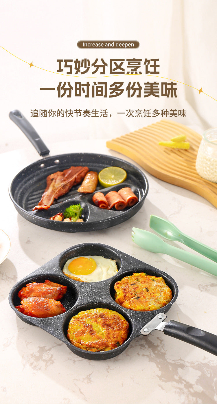 Manufacturer Wholesale Pancake Frying Pan Flats Bottom Four-Hole Non-Stick Pan Household Omelette Artifact Breakfast Pan Kitchen Utensils Eggs