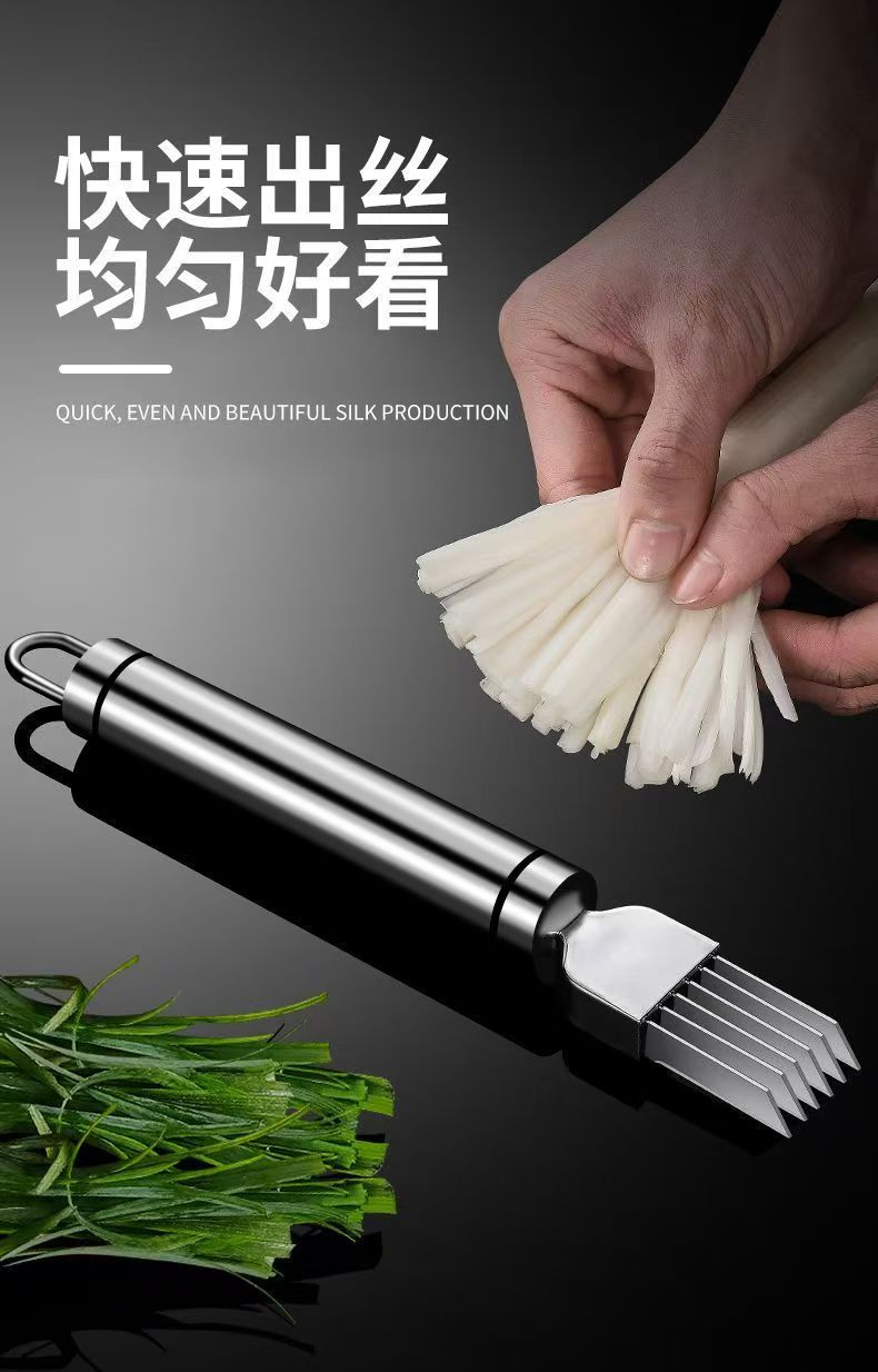Stainless Steel Onion Cutter, Onion Knife, Shredder, Kitchen Tool, Shredding Knife, Multifunctional Kitchen Utensil with Hanging Hole, Grater