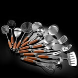 Cross-Border Kitchenware 316 Stainless Steel Spatula for Cooking Household Soup Spoon Rosewood Handle Spatula Kitchen Utensils Frying Spoon - QueensalesOF