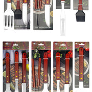 Outdoor camping barbecue tools combination stainless steel grill suit wooden handle fork shovel clip BBQ accessories cloth bag - QueensalesOF