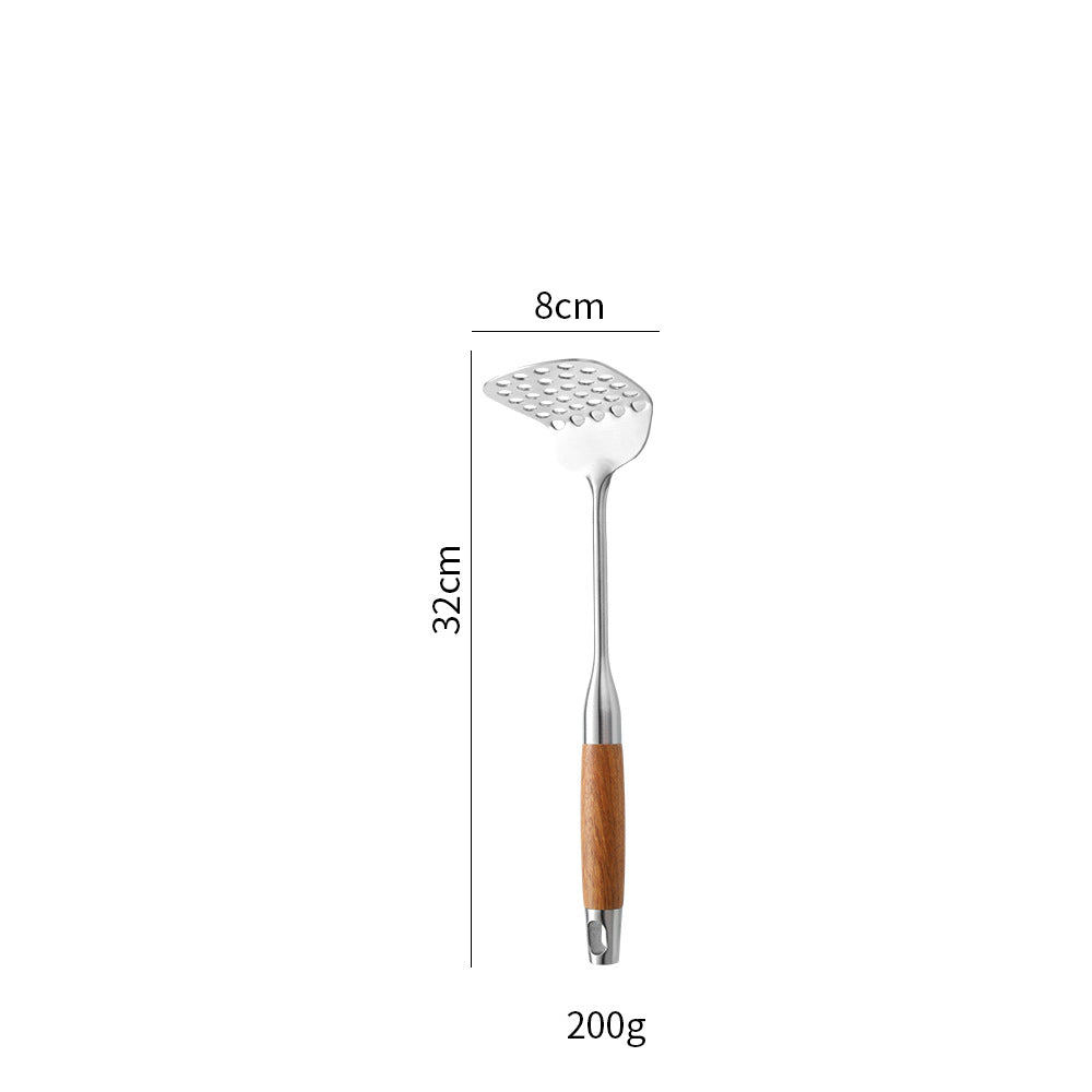 Cross-Border Kitchenware 316 Stainless Steel Spatula for Cooking Household Soup Spoon Rosewood Handle Spatula Kitchen Utensils Frying Spoon