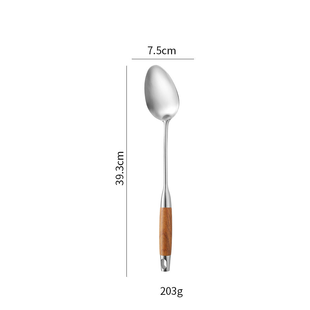 Cross-Border Kitchenware 316 Stainless Steel Spatula for Cooking Household Soup Spoon Rosewood Handle Spatula Kitchen Utensils Frying Spoon