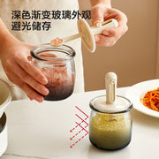 Retractable Seasoning Box Glass Kitchen Seasoning Jar Spoon Lid Integrated Monosodium Glutamate Seasoning Jar Household Salt Jar Seasoning Bottle suit - QueensalesOF